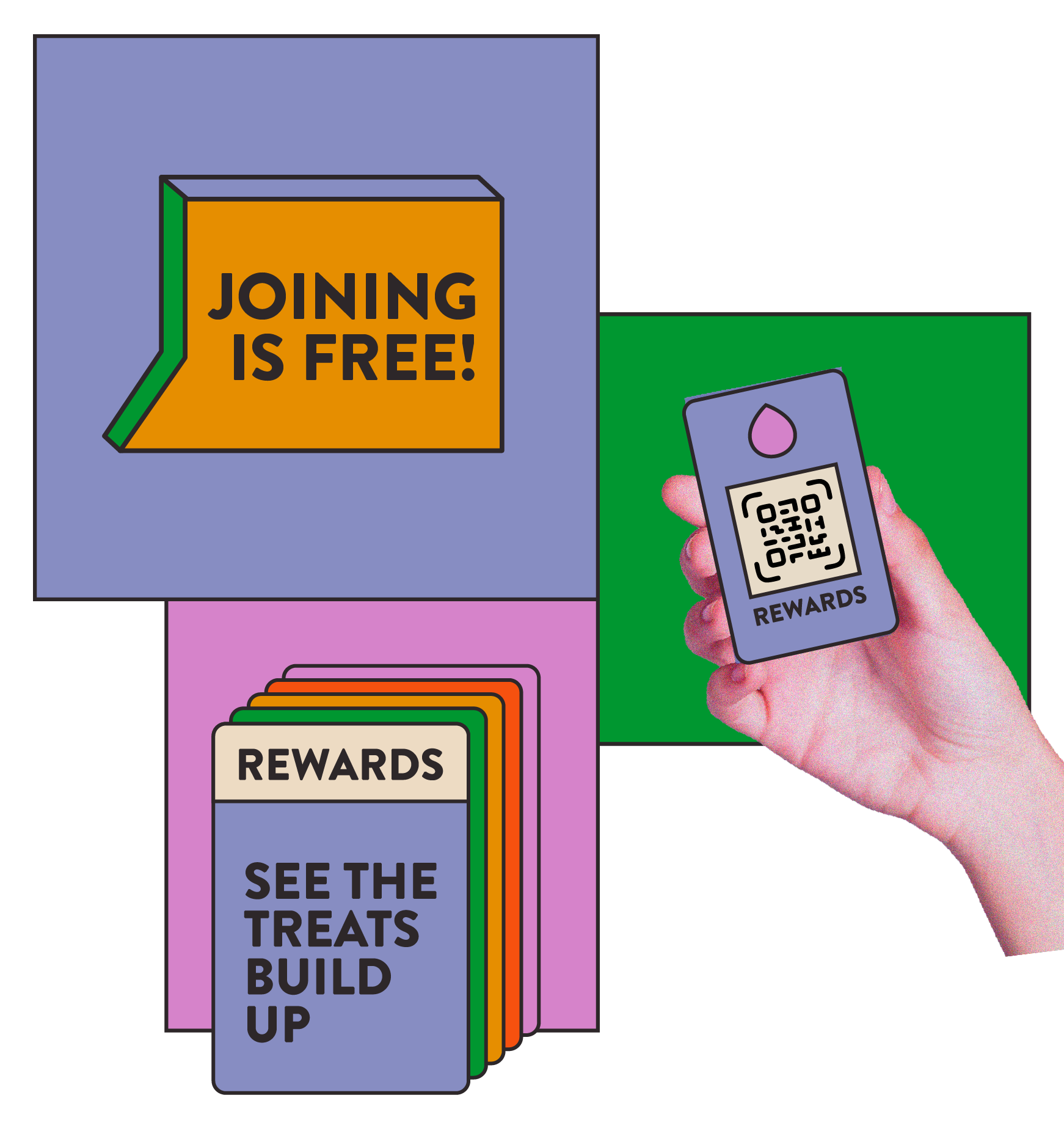 Joining is free graphic True North Rewards, join for free and get rewards. Customer loyalty scheme.