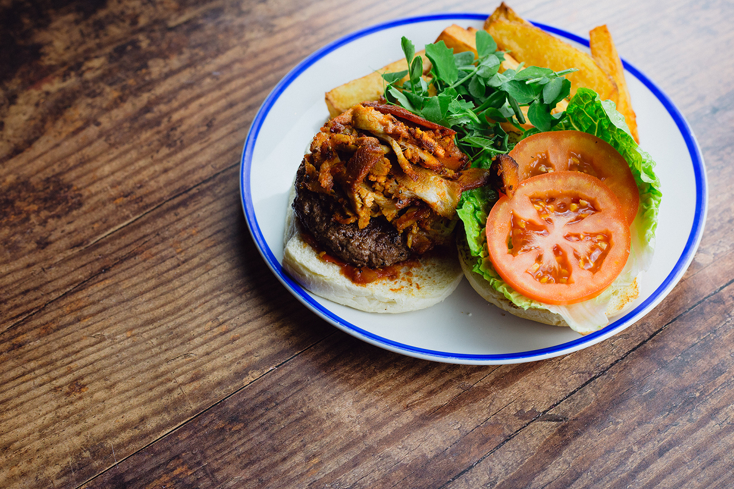 Burger at Riverside Kelham food and drink