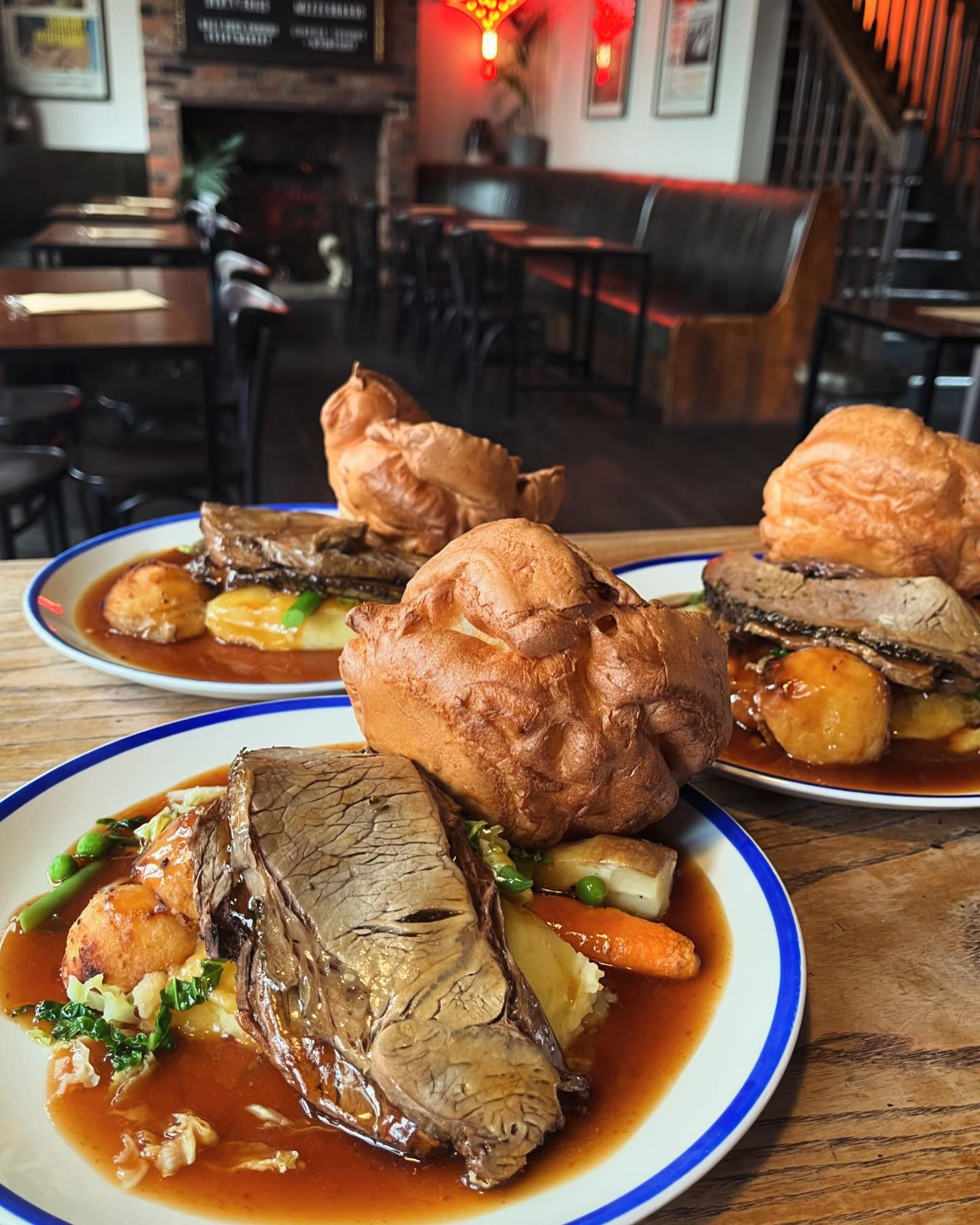 The Riverside Kelham Sunday roast selection, three plates &amp; Yorkshire pudding