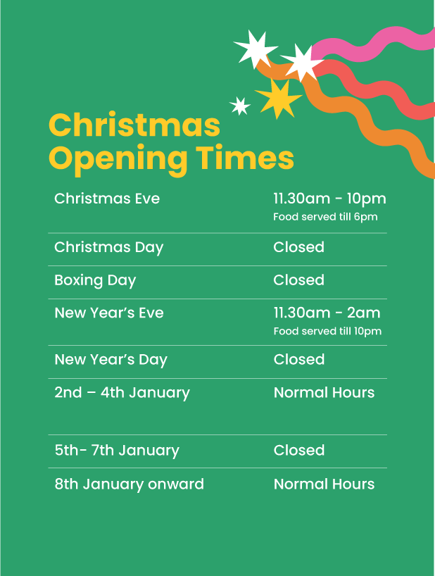 RK Christmas Opening Times