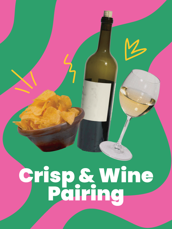 Crisp & Wine Pairing Wine glasses and artisan crisps set on a rustic table at Riverside Kelham for the Riverside Crisp & Wine Pairing event